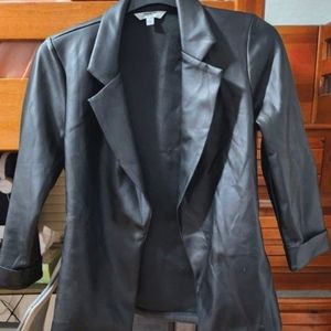 Leather Blazer in Black